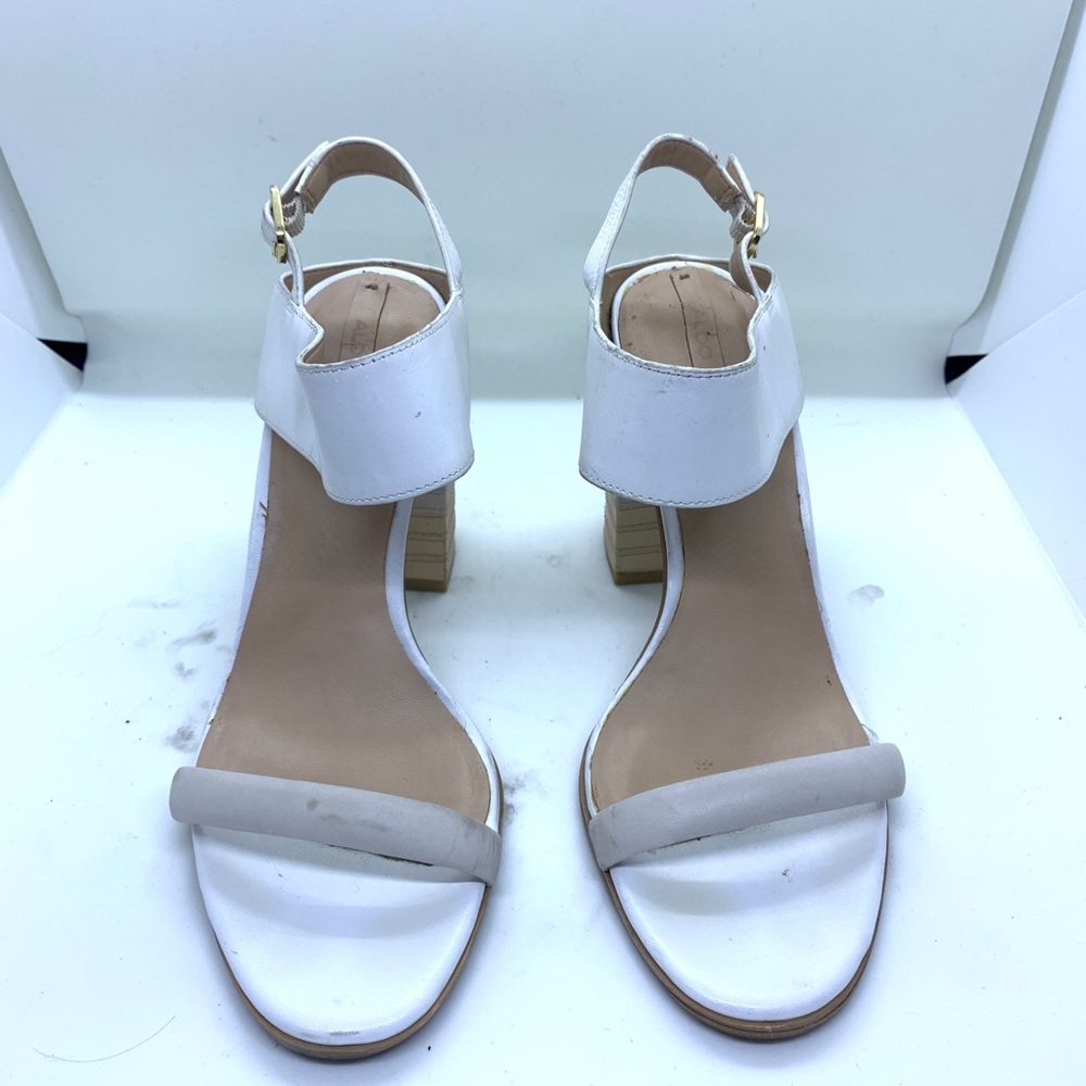 Aldo white block heels